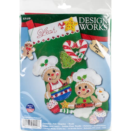 Design Works&#x2122; Gingerbread Bakers Felt Stocking Applique Kit